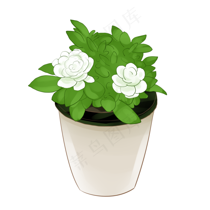 栀子花塑料小盆景