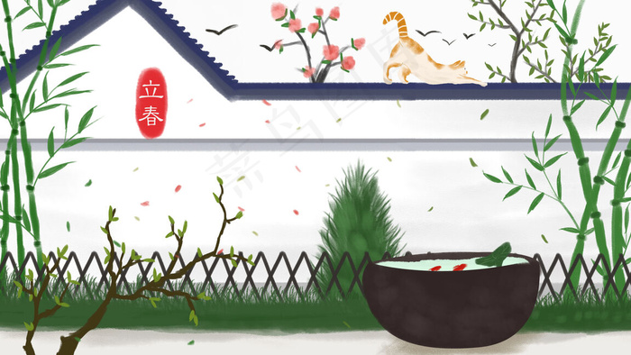立春春季节气配图(2880*1620px 300 dpi )psd模版下载