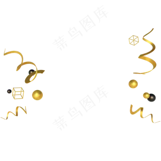 高端大气黑金C4D立体漂浮素材,免抠元素