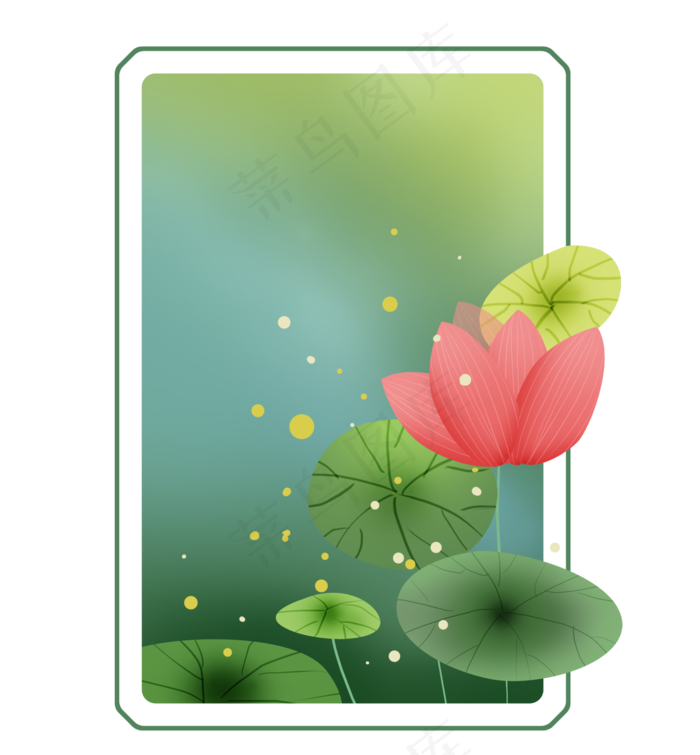 莲花荷花方形文本框