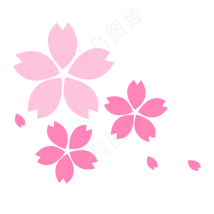 卡通漂浮樱花矢量贴图下载,免抠元素(2000*2000px 300 dpi )psd模版下载