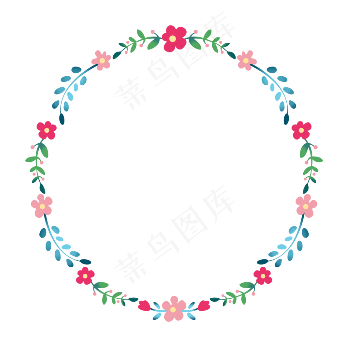 美丽的花朵花环插图(3126X3118(DPI:300))psd模版下载