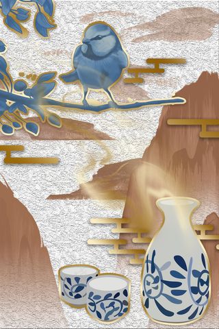 新中式山水蓝色中国风装饰画