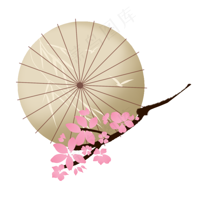 清明时节雨纷纷雨伞装饰(2000X2000(DPI:300))psd模版下载