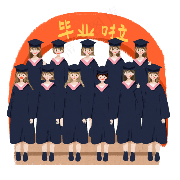 毕业季穿着毕业服的毕业照免抠图(2000X2000(DPI:300))psd模版下载