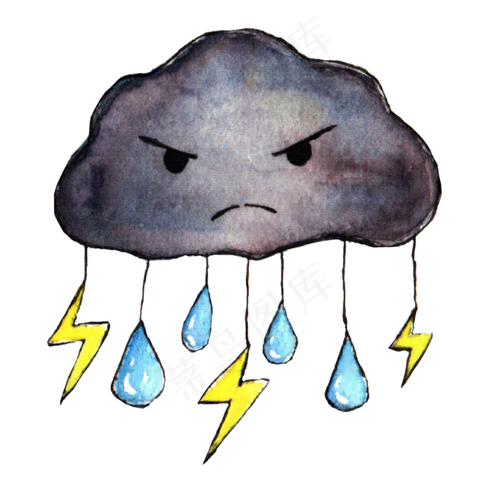 手绘水彩天气小图标可商用元素