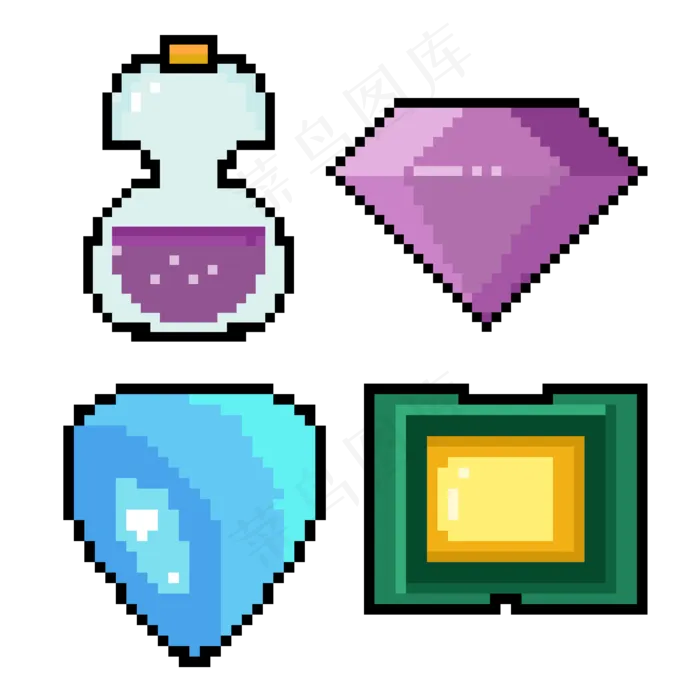 像素风格彩色小图标(2000X2000(DPI:300))psd模版下载