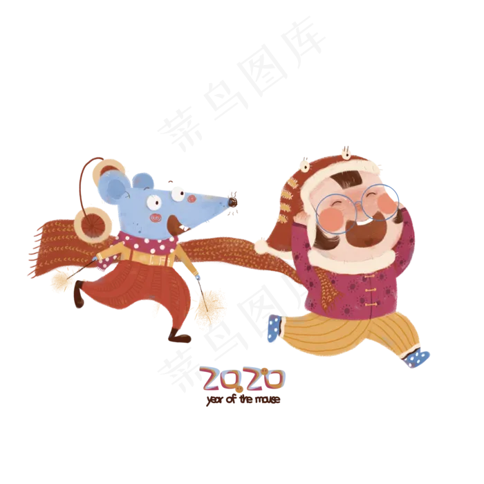 2020可爱少女鼠年新春,免抠元素(3500X3500(DPI:300))psd模版下载