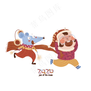 2020可爱少女鼠年新春,免抠元素
