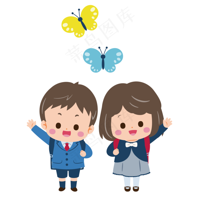 6.1儿童节多彩卡通手绘小学生,免抠元素
