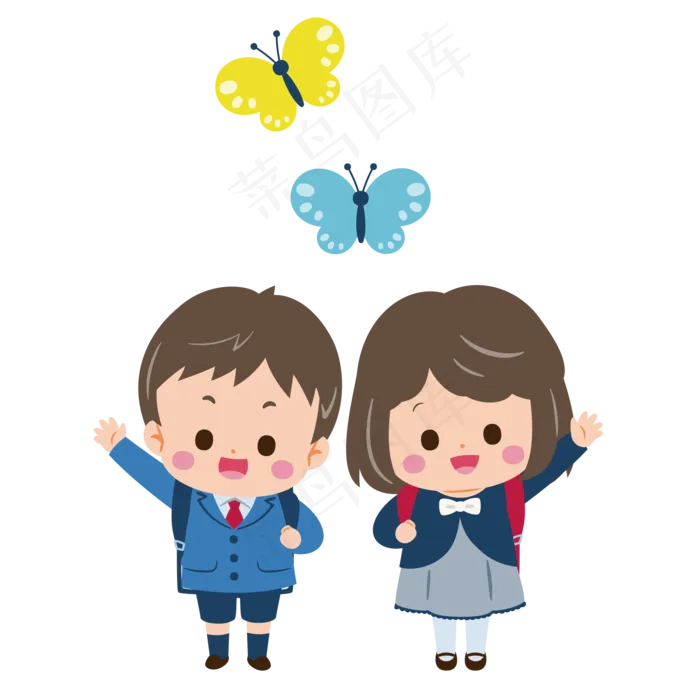 6.1儿童节多彩卡通手绘小学生,免抠元素(2000*2000px)ai矢量模版下载