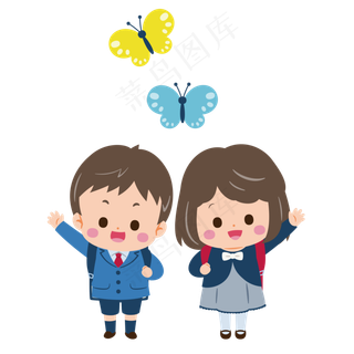 6.1儿童节多彩卡通手绘小学生,免抠元素