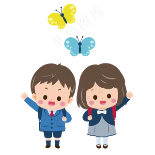6.1儿童节多彩卡通手绘小学生,免抠元素