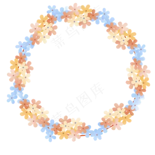 圆形春季花边框装饰