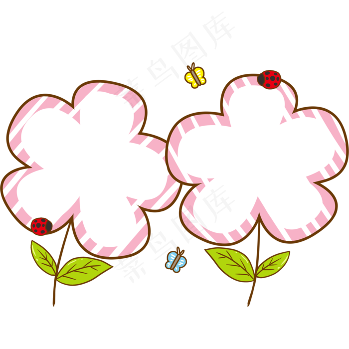 粉色小花相框插画