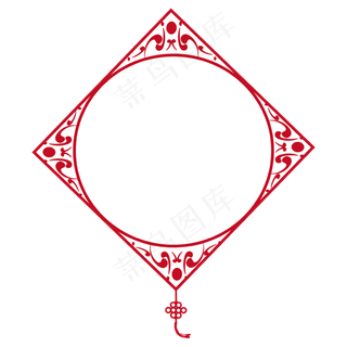 新年中国风红色方形边框素材矢量,免抠元素