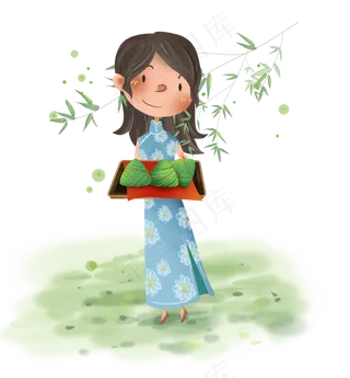 端午节粽子旗袍少女