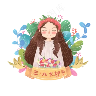 三八妇女节女王节手绘卡通女性角,免抠元素 三八妇女节女王节手绘卡通女性角,免抠元素