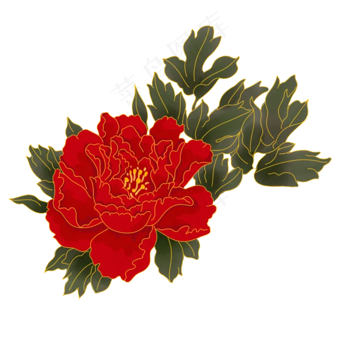 中秋节红色牡丹花,免抠元素(2000*2000px 300 dpi )psd模版下载