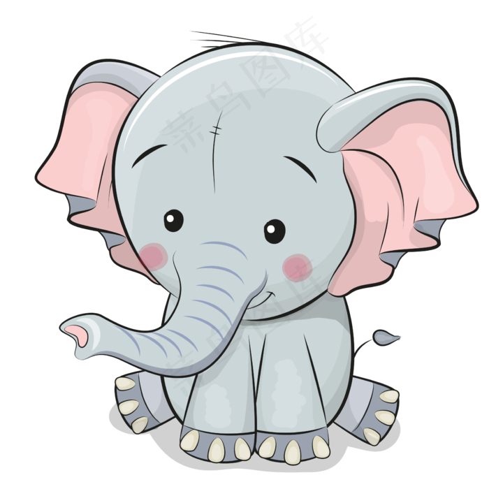 卡通矢量可爱大象,免抠元素