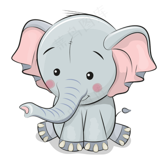 卡通矢量可爱大象,免抠元素