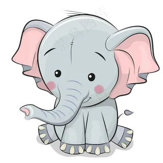 卡通矢量可爱大象,免抠元素