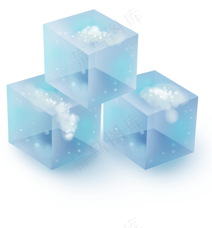 三个蓝色的冰块