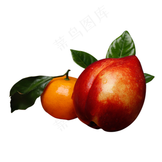 一个桔子和一个油桃,免抠元素