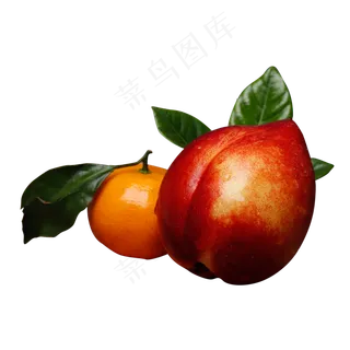 一个桔子和一个油桃,免抠元素