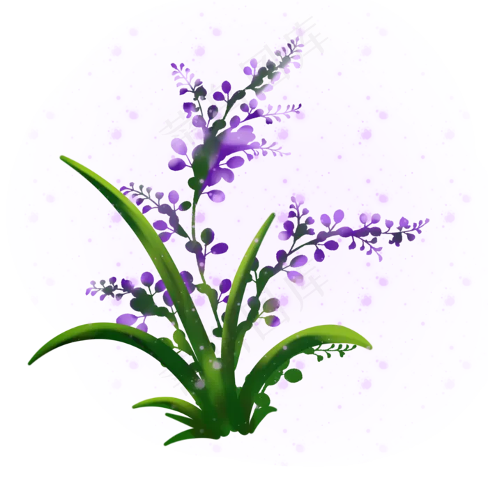 紫色的花手绘装饰图案,免抠元素(3000X3000(DPI:299))psd模版下载