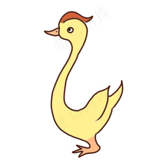 手绘卡通处暑张望的鸭子