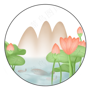 夏季在水中绽放的荷花