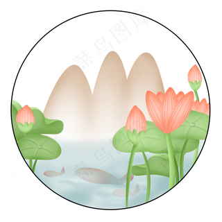 夏季在水中绽放的荷花