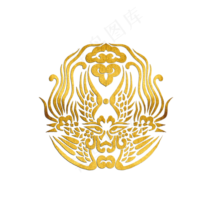 中国风古典凤凰金色金箔纹样装饰(1000X1011(DPI:72))psd模版下载