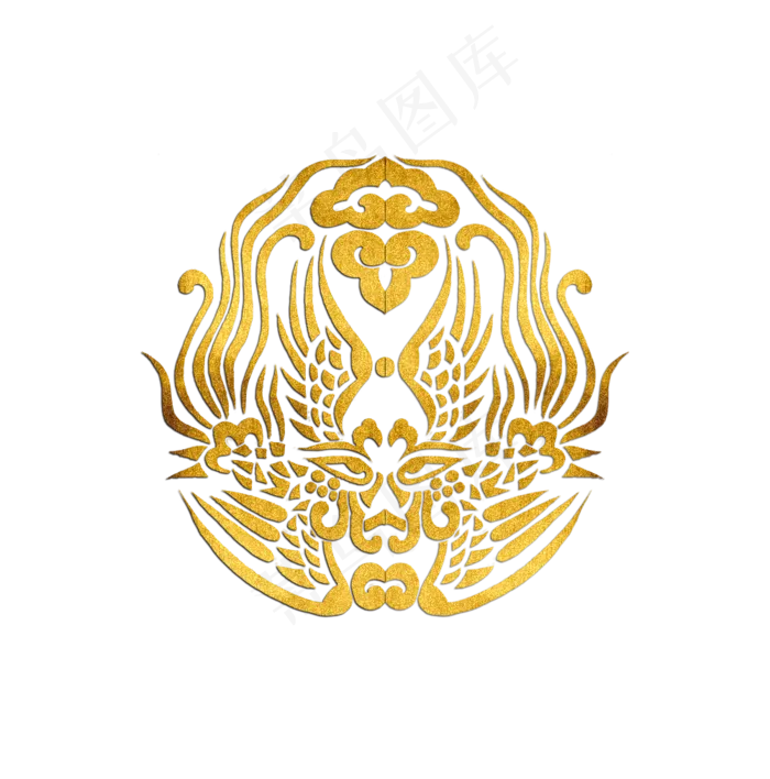 中国风古典凤凰金色金箔纹样装饰(1000X1011(DPI:72))psd模版下载
