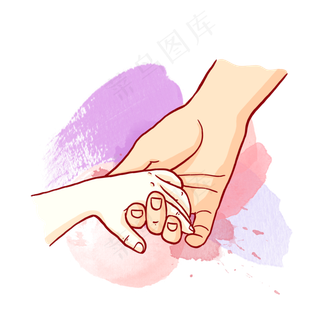 母亲节母亲和孩子手牵手PNG免