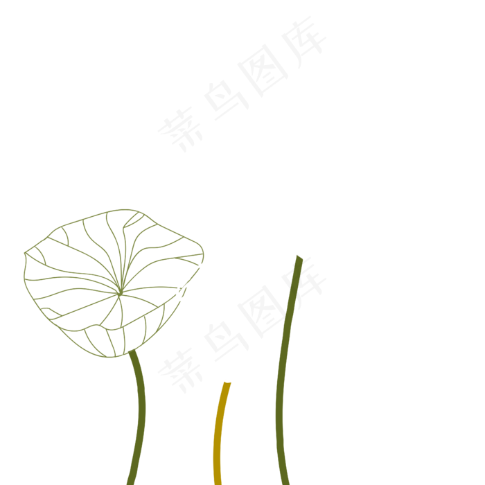 春夏现代感线条荷花荷叶PNG图片