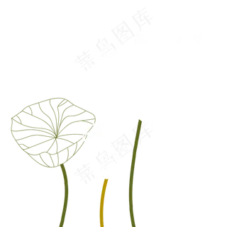 春夏现代感线条荷花荷叶PNG图片