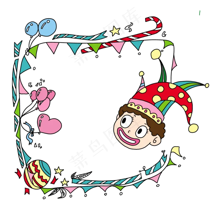 愚人节活泼边框PNG免抠(2048X2048(DPI:300))psd模版下载