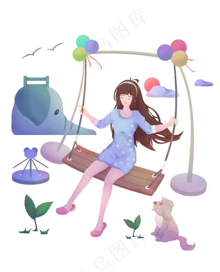 立夏秋千女孩(2104X2599(DPI:300))psd模版下载