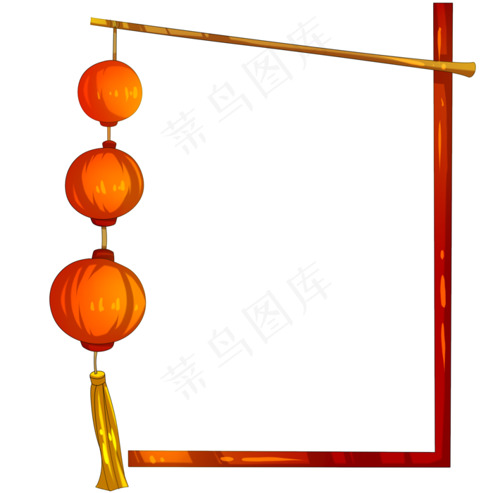 新年黄色的灯笼边框