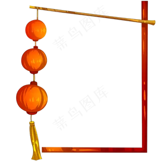 新年黄色的灯笼边框