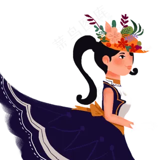 紫衣美丽少女装饰元素