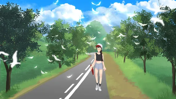 夏天滑板运动女孩 夏天滑板运动女孩