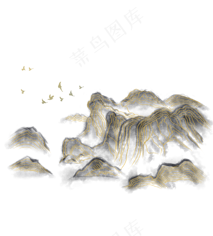 中国风金线山水(2898X3205(DPI:300))psd模版下载