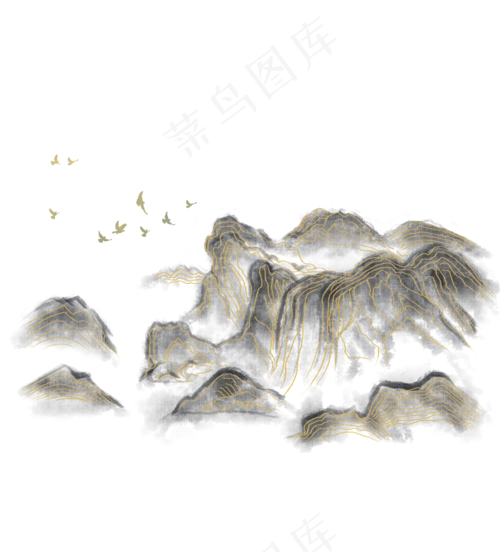 中国风金线山水(2898X3205(DPI:300))psd模版下载