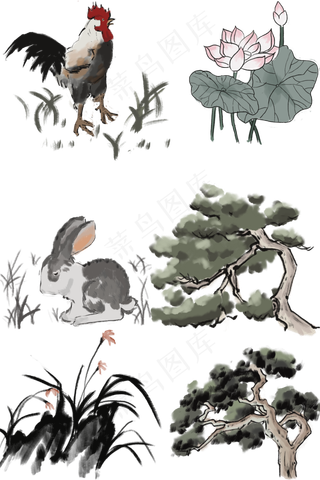 古风古典风格中国风水墨风松树公