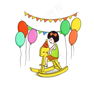 六一儿童节暖色系卡通小女孩