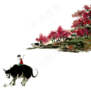 二十四节气春天清明扫墓牧童踏青,免抠元素