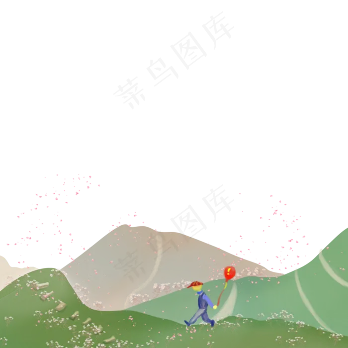 装饰山水边框青山春天绿色PNG(3500X3500(DPI:300))psd模版下载